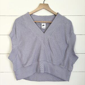 Nike women's oversized cropped lavender cotton v neck top Size Medium